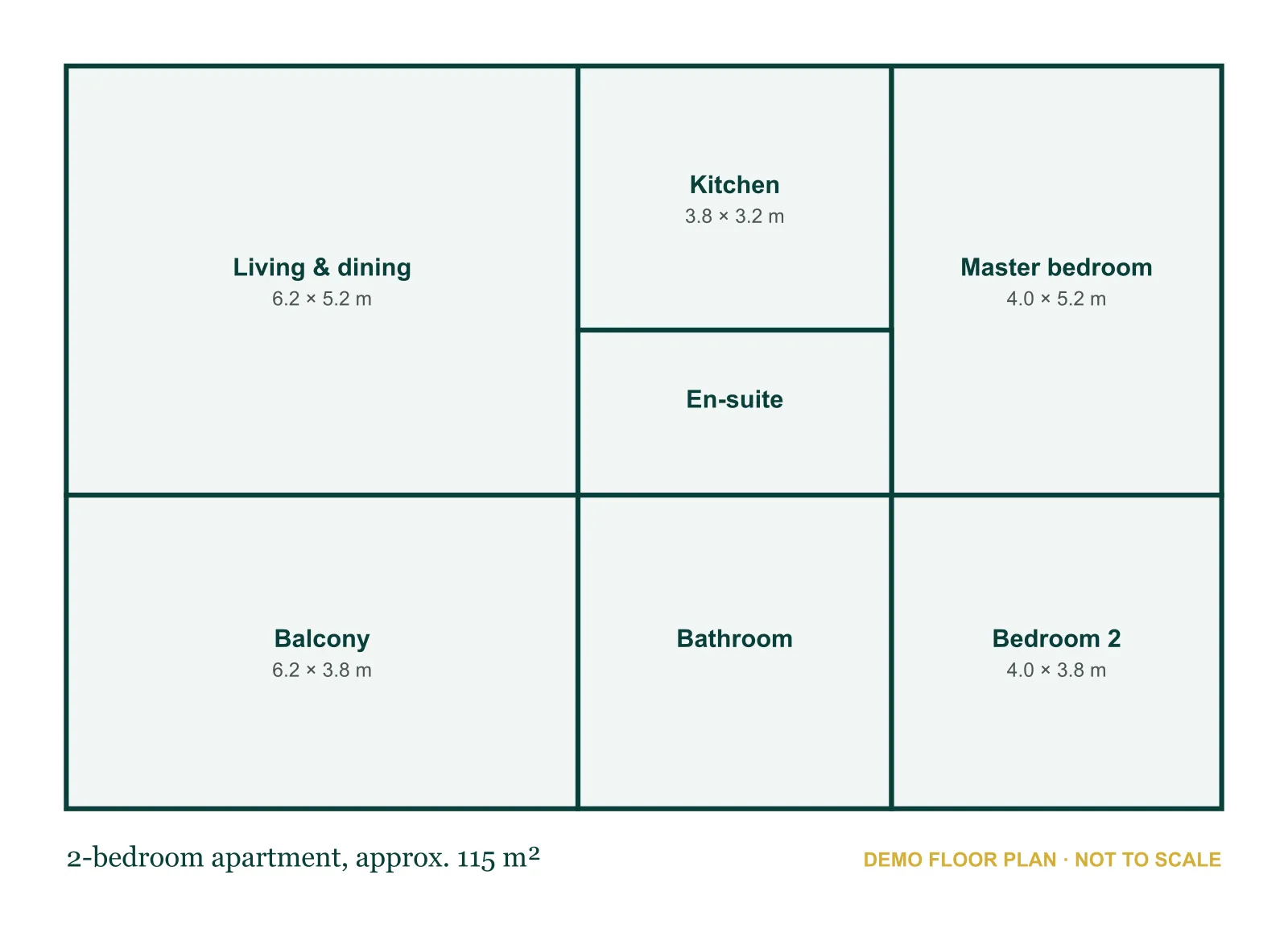 Floor plan of the 2-bedroom apartment